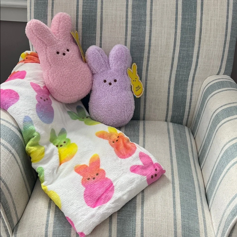 NWT Peeps Plush Bunny Set - Sparkle Purple and Pink Easter 11”